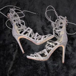 Liliana Grey Lace Up High Heels